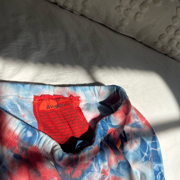 Aviator Nation Light Weight Hand Dyed Sweatpants- Tie Dye Red - Picture 4 of 5